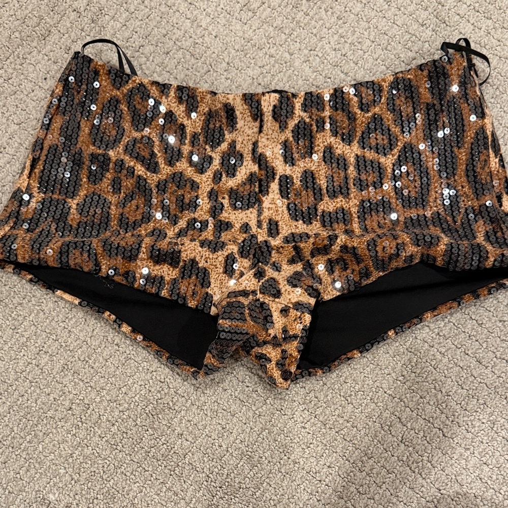 Edikted Black and Pink Sequin Shorts